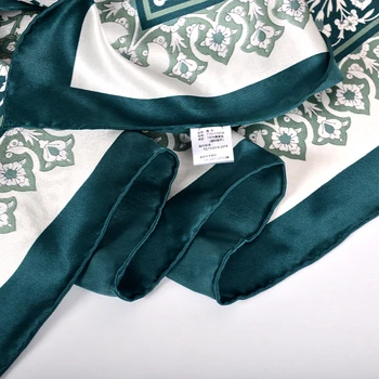 BYSIFA|Модни дамски шалове тайна 2020 зима Нов синьо-зелено от копринен шал. → печатни цветен дизайн на най-високата степен на шийката на шал